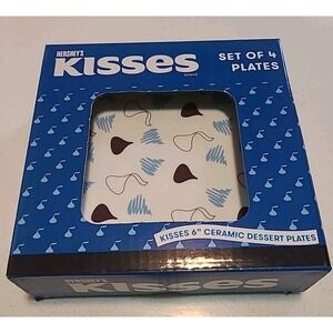 Hershey's Kisses Porcelain Ceramic‎ Dessert Plates 6" Set of 4 Designs Round NIB